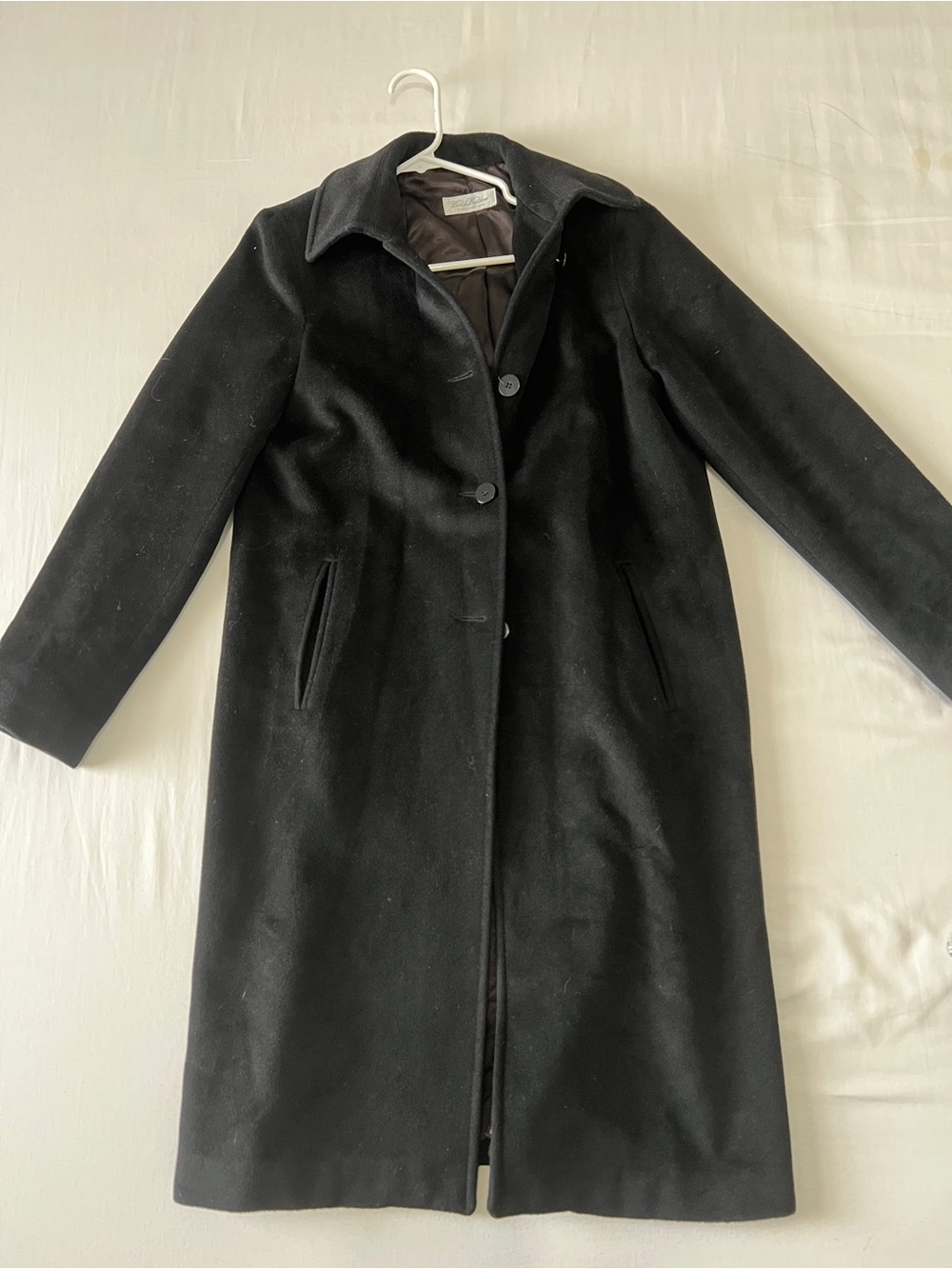 Brooks Brothers Black Wool Single-Breasted Pea Coat